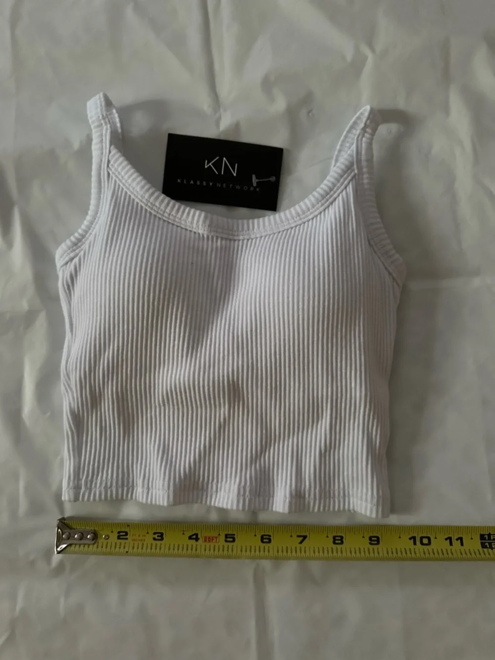Klassy Network White Ribbed Cropped Cami - Picture 2 of 8